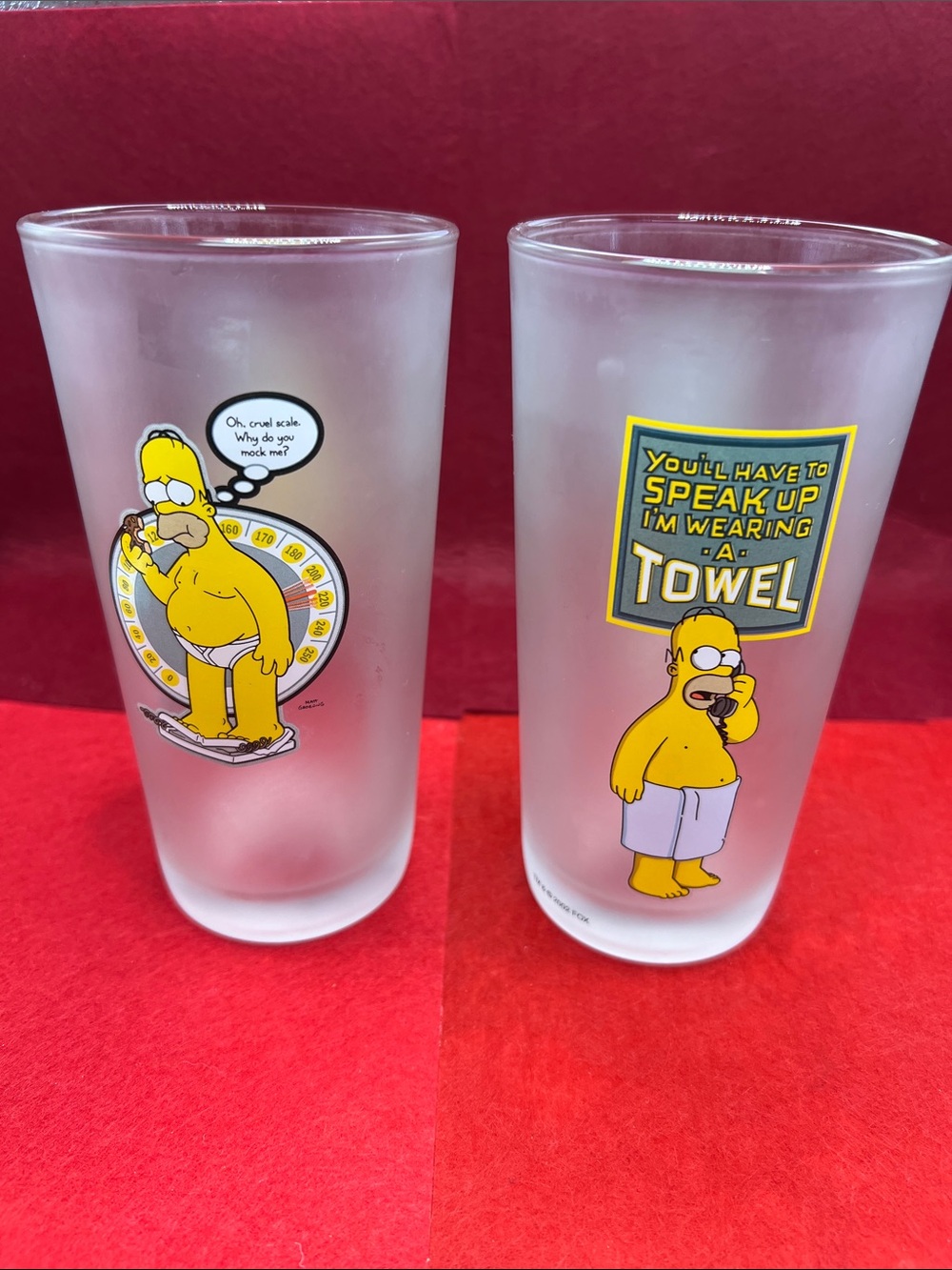 Vintage The Simpsons-Homer Frosted Pint Glasses - Yellow Graphic (Set of 2)